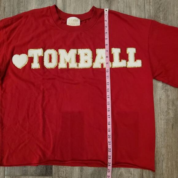 Judith March Short Sleeve Sweater Size S Cut Off Raw Hem Sequin Tomball Texas - Picture 2 of 9